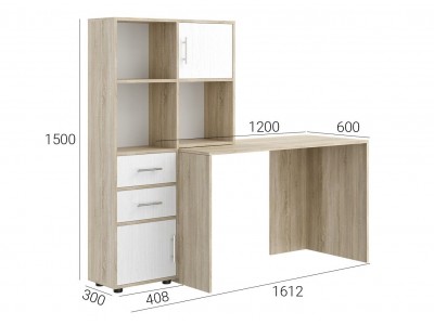 Бюро с надстройка KC-05 (сонома/бяло структорен)